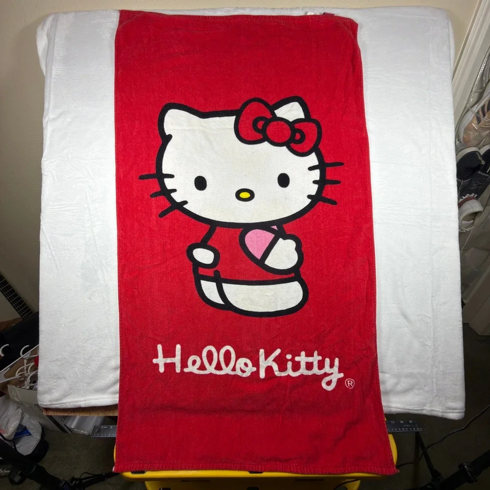 Sanrio Hello Kitty Red Bath Towel 100% Cotton 140x70cm 2015 Licensed Kawaii